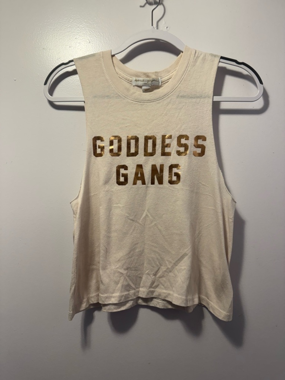 Goddess Gang Metallic rose Gold Graphic cropped Tank Top